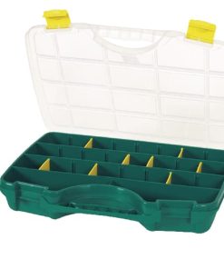 Caja de surtido con 26 compartimentos de polipropileno verde, 290 x 388 x 61 mm, nª 23-26, Tayg