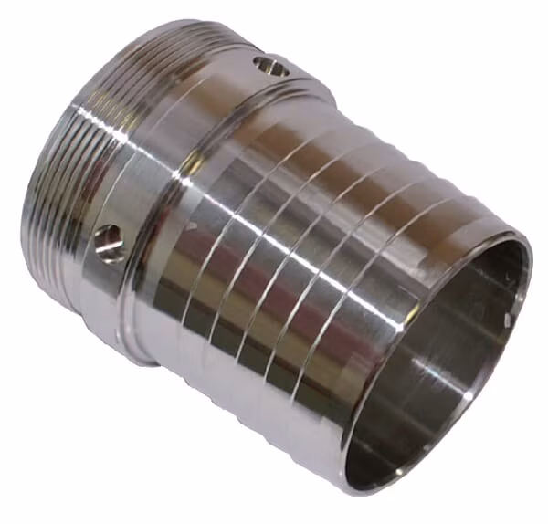 Acoplamiento TW con terminal para manguera 3", rosca M, acero inox.