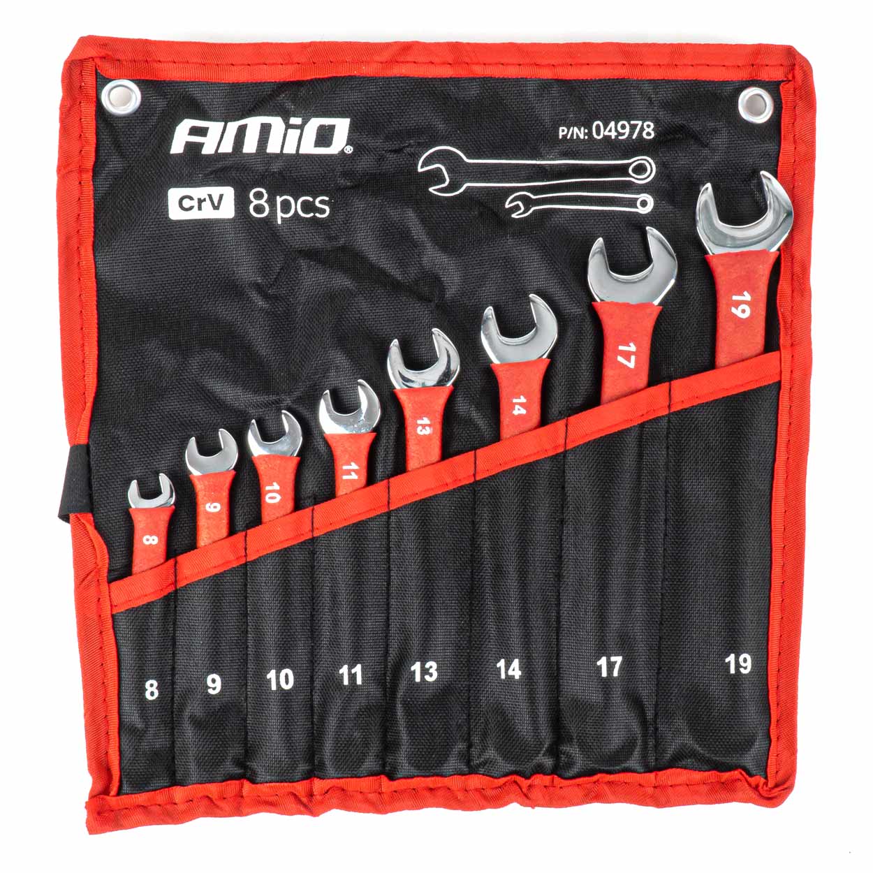 Juego de llaves fijas CRV 8-19mm 8 ud. AMIO-04978 1 Juego de llaves fijas CRV 8-19mm 8 ud. AMIO-04978
